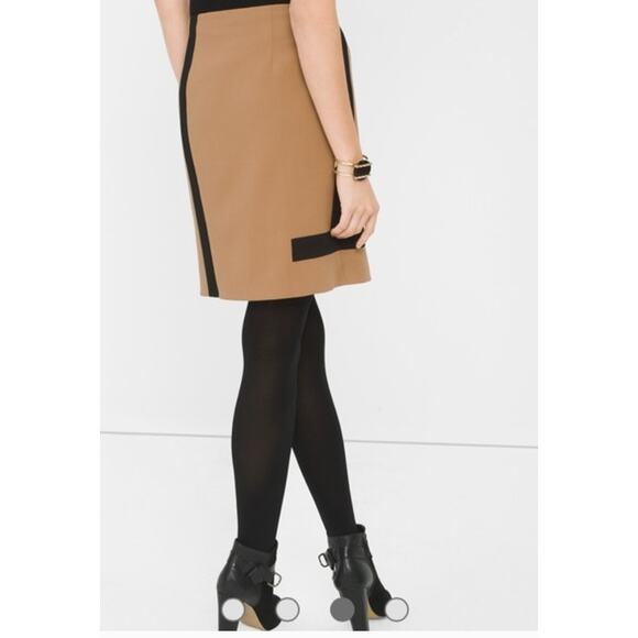 WHITE HOUSE BLACK MARKET Tan & Black Colorblock Skirt // 2 - Picture 12 of 12